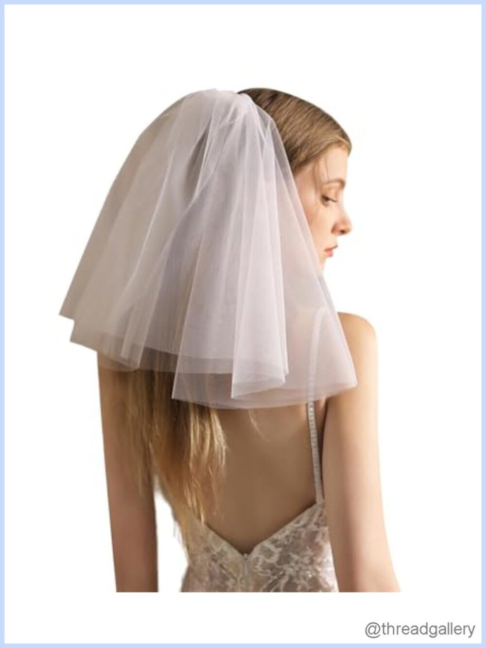 Short Bridal Veil Two Tiers Lace Fluffy Bachelorette Party Headband Veil
